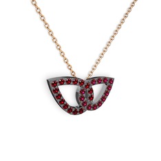 Rodolit garnet ve garnet 925 ayar siyah rodyum kaplama gümüş kolye (40 cm gümüş rolo zincir)