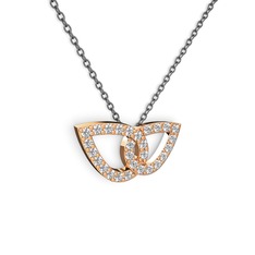 Swarovski ve pırlanta 925 ayar rose altın kaplama gümüş kolye (0.154 karat, 40 cm gümüş rolo zincir)