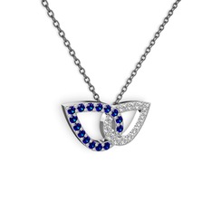 Taşlı Leaf Kolye - Swarovski ve lab safir 925 ayar gümüş kolye (40 cm gümüş rolo zincir) #qka9cp