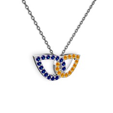 Taşlı Leaf Kolye - Sitrin ve lab safir 925 ayar gümüş kolye (40 cm gümüş rolo zincir) #qxkhb0