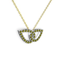 Taşlı Leaf Kolye - Peridot 925 ayar gümüş kolye (40 cm gümüş rolo zincir) #rqozwd