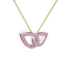 Taşlı Leaf Kolye - Pembe kuvars 925 ayar gümüş kolye (40 cm gümüş rolo zincir) #sysihj