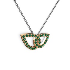 Taşlı Leaf Kolye - Yeşil kuvars 925 ayar rose altın kaplama gümüş kolye (40 cm gümüş rolo zincir) #tmlr32