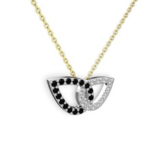 Swarovski ve siyah zirkon 925 ayar gümüş kolye (40 cm altın rolo zincir)