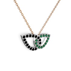 Taşlı Leaf Kolye - Yeşil kuvars ve siyah zirkon 14 ayar beyaz altın kolye (40 cm gümüş rolo zincir) #uigegh