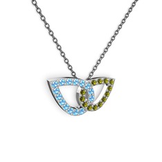 Taşlı Leaf Kolye - Peridot ve akuamarin 925 ayar gümüş kolye (40 cm gümüş rolo zincir) #vc6eqc
