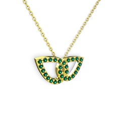 Taşlı Leaf Kolye - Yeşil kuvars 14 ayar altın kolye (40 cm altın rolo zincir) #wt2kup