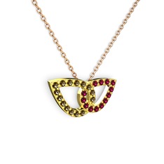 Taşlı Leaf Kolye - Rodolit garnet ve dumanlı kuvars 925 ayar altın kaplama gümüş kolye (40 cm gümüş rolo zincir) #zxf64w