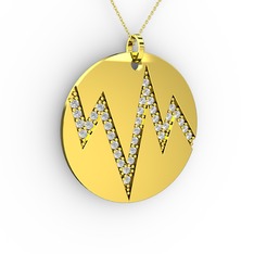 Groove Kolye - Beyaz zirkon 925 ayar altın kaplama gümüş kolye (40 cm altın rolo zincir) #131e8q2