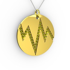 Groove Kolye - Peridot 925 ayar altın kaplama gümüş kolye (40 cm beyaz altın rolo zincir) #13e3lq8