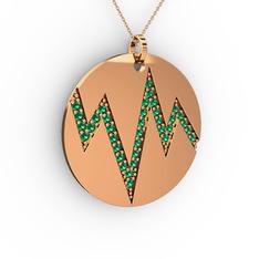 Groove Kolye - Yeşil kuvars 14 ayar rose altın kolye (40 cm rose altın rolo zincir) #141cjls