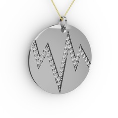 Swarovski 8 ayar beyaz altın kolye (40 cm gümüş rolo zincir)