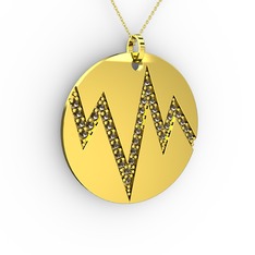 Groove Kolye - Dumanlı kuvars 925 ayar altın kaplama gümüş kolye (40 cm altın rolo zincir) #15swzjp