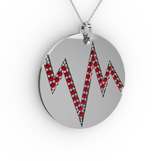 Groove Kolye - Garnet 925 ayar gümüş kolye (40 cm gümüş rolo zincir) #15x6tws