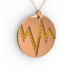 Groove Kolye - Sitrin 18 ayar rose altın kolye (40 cm rose altın rolo zincir) #1a32sqa