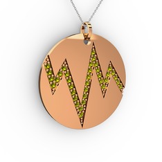 Groove Kolye - Peridot 8 ayar rose altın kolye (40 cm gümüş rolo zincir) #1a39b6g