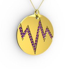 Groove Kolye - Ametist 8 ayar altın kolye (40 cm altın rolo zincir) #1b4yrf2