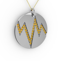 Groove Kolye - Sitrin 14 ayar beyaz altın kolye (40 cm altın rolo zincir) #1gksf1l