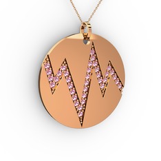 Pembe kuvars 14 ayar rose altın kolye (40 cm rose altın rolo zincir)