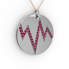 Groove Kolye - Rodolit garnet 14 ayar beyaz altın kolye (40 cm rose altın rolo zincir) #1npu0yd