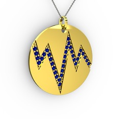 Groove Kolye - Lab safir 14 ayar altın kolye (40 cm gümüş rolo zincir) #1oepxsp