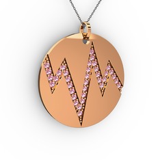 Groove Kolye - Pembe kuvars 925 ayar rose altın kaplama gümüş kolye (40 cm gümüş rolo zincir) #1v4pgzz