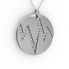 Groove Kolye - Beyaz zirkon 925 ayar gümüş kolye (40 cm gümüş rolo zincir) #1vdtru4