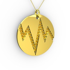 Groove Kolye - Sitrin 925 ayar altın kaplama gümüş kolye (40 cm altın rolo zincir) #2a377t