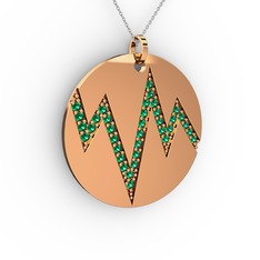 Groove Kolye - Yeşil kuvars 14 ayar rose altın kolye (40 cm beyaz altın rolo zincir) #2h4j3p