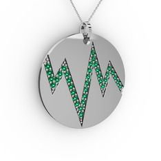 Groove Kolye - Yeşil kuvars 925 ayar gümüş kolye (40 cm gümüş rolo zincir) #5gvbep
