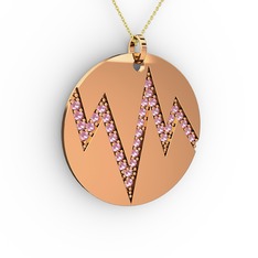 Groove Kolye - Pembe kuvars 14 ayar rose altın kolye (40 cm altın rolo zincir) #5yoiry