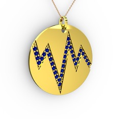 Groove Kolye - Lab safir 14 ayar altın kolye (40 cm rose altın rolo zincir) #6u4mc9