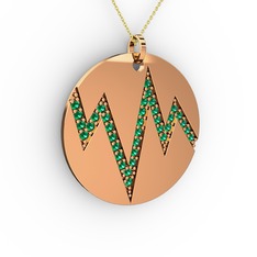 Groove Kolye - Yeşil kuvars 8 ayar rose altın kolye (40 cm altın rolo zincir) #7s9zth