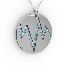 Groove Kolye - Akuamarin 18 ayar beyaz altın kolye (40 cm rose altın rolo zincir) #9npjcc