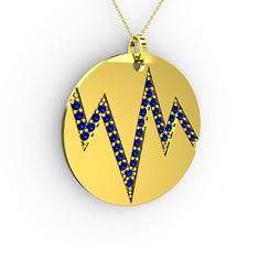 Groove Kolye - Lab safir 8 ayar altın kolye (40 cm gümüş rolo zincir) #atgk4o