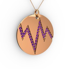 Ametist 14 ayar rose altın kolye (40 cm rose altın rolo zincir)