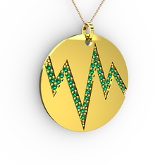 Groove Kolye - Yeşil kuvars 925 ayar altın kaplama gümüş kolye (40 cm rose altın rolo zincir) #coyk7o