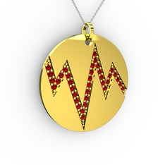 Garnet 925 ayar altın kaplama gümüş kolye (40 cm beyaz altın rolo zincir)