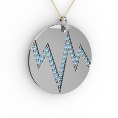 Groove Kolye - Akuamarin 18 ayar beyaz altın kolye (40 cm altın rolo zincir) #g8zcin