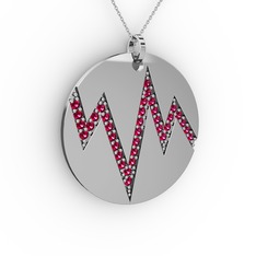 Groove Kolye - Rodolit garnet 18 ayar beyaz altın kolye (40 cm beyaz altın rolo zincir) #glvjat