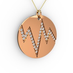 Groove Kolye - Beyaz zirkon 925 ayar rose altın kaplama gümüş kolye (40 cm altın rolo zincir) #hj4hce