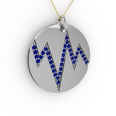 Groove Kolye - Lab safir 8 ayar beyaz altın kolye (40 cm altın rolo zincir) #iqlodh