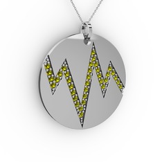 Groove Kolye - Peridot 925 ayar gümüş kolye (40 cm beyaz altın rolo zincir) #j7dpaz