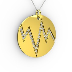 Groove Kolye - Beyaz zirkon 925 ayar altın kaplama gümüş kolye (40 cm beyaz altın rolo zincir) #l4ymyn