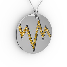 Sitrin 18 ayar beyaz altın kolye (40 cm beyaz altın rolo zincir)