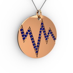 Groove Kolye - Lab safir 925 ayar rose altın kaplama gümüş kolye (40 cm gümüş rolo zincir) #u8pkc9