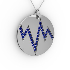 Groove Kolye - Lab safir 18 ayar beyaz altın kolye (40 cm beyaz altın rolo zincir) #ubttab