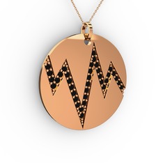 Groove Kolye - Siyah zirkon 8 ayar rose altın kolye (40 cm rose altın rolo zincir) #uw1bwj