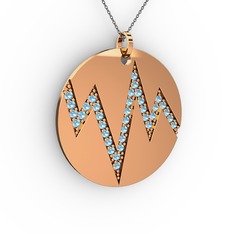 Groove Kolye - Akuamarin 8 ayar rose altın kolye (40 cm gümüş rolo zincir) #xck60t