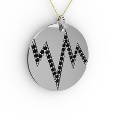 Groove Kolye - Siyah zirkon 18 ayar beyaz altın kolye (40 cm altın rolo zincir) #xj8gv1